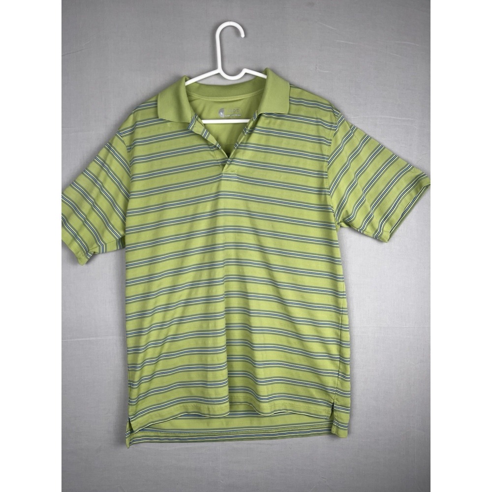 IZOD Mens Large Light Green Striped XTreme Function Golf Polo Shirt short sleeve